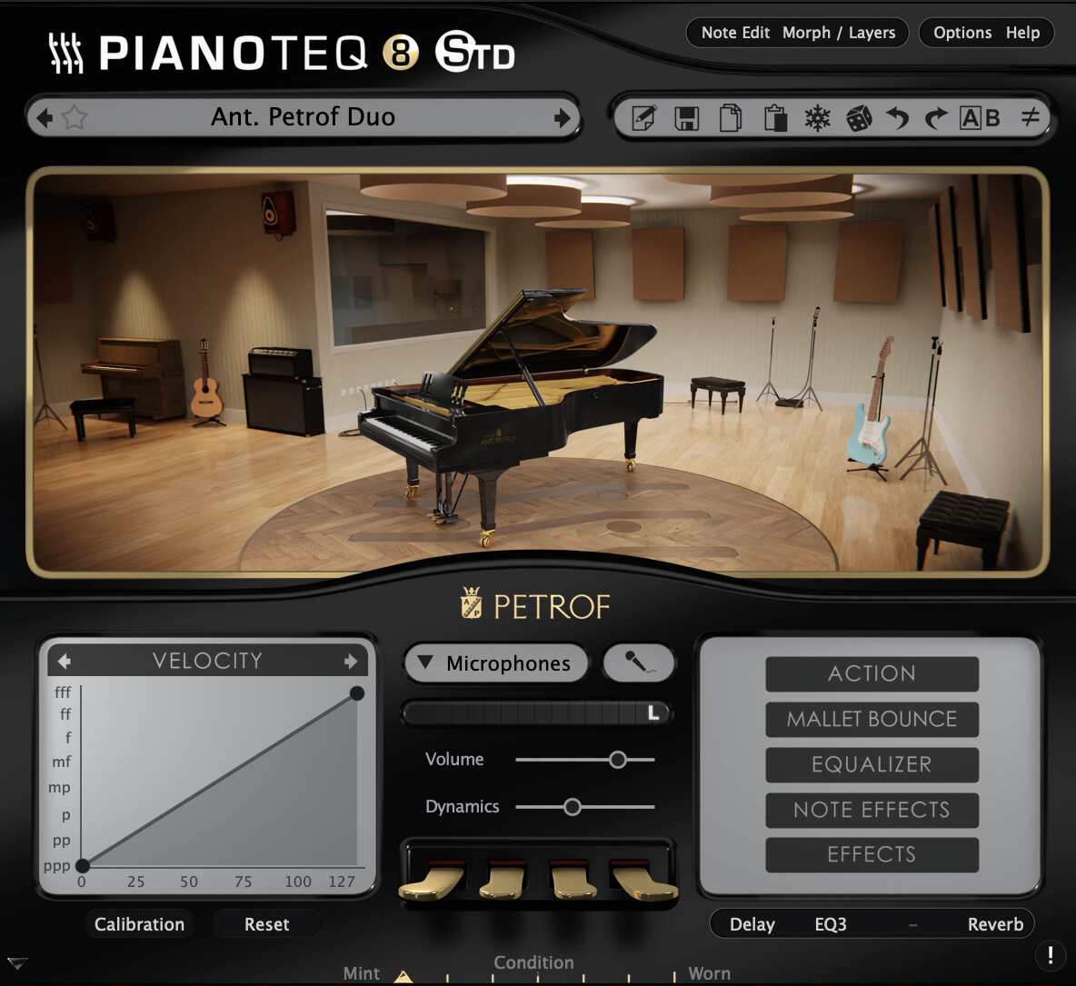 Pianoteq interface - Petrof AP275 + P284