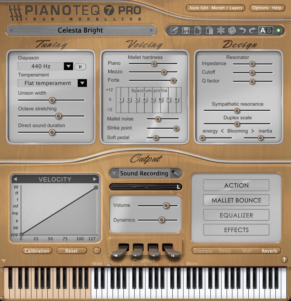 Pianoteq interface - Celeste: Glockenspiel + Celesta + Toy Piano + Kalimba
