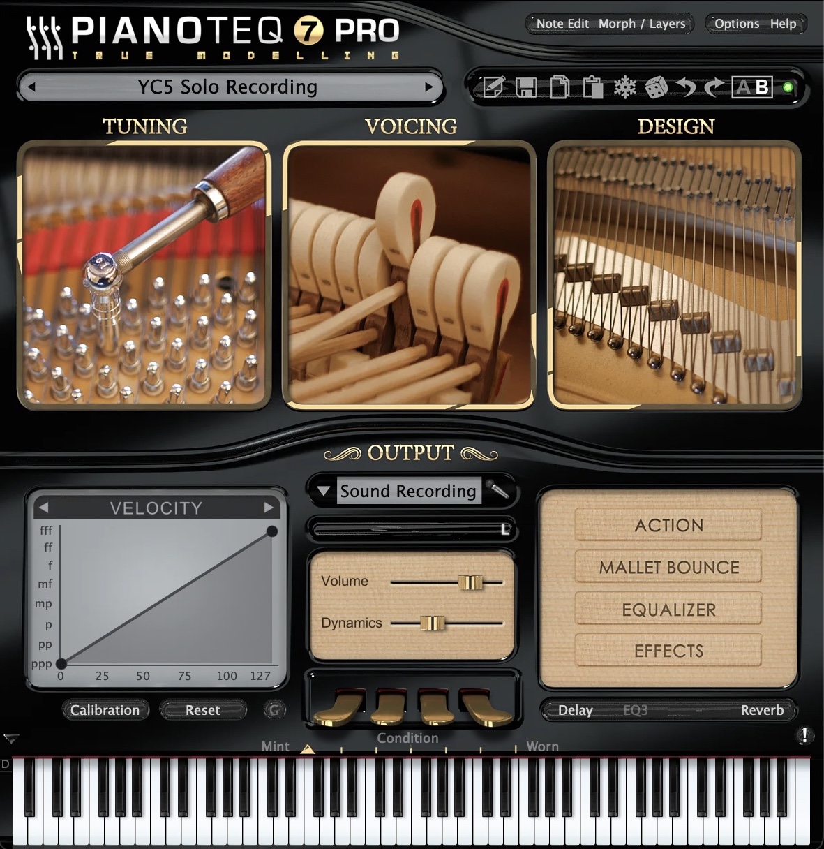 Pianoteq interface - YC5 rock piano